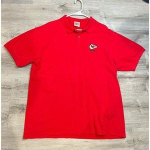 VINTAGE NFL Kansas City Chiefs‎ Stedman Hanes Knit Men's Red Polo Shirt Size XL
